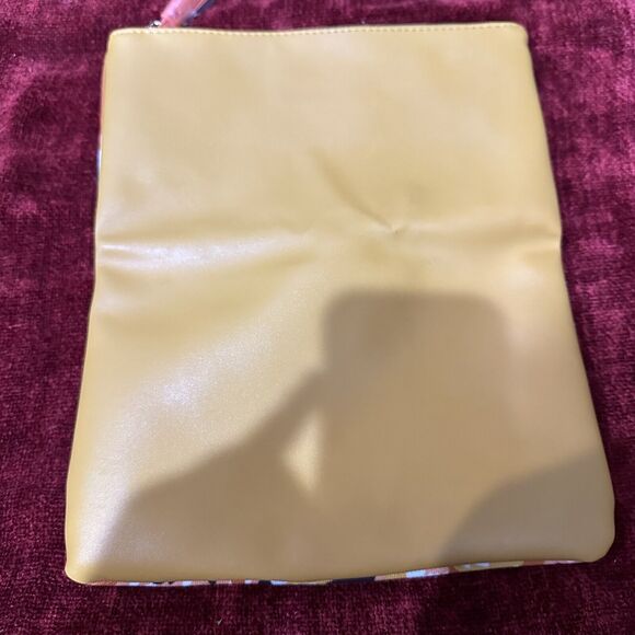 Anthropology Rachel Pally Fold Over Clutch Purse Orange Yellow Floral Reversable - Picture 5 of 10